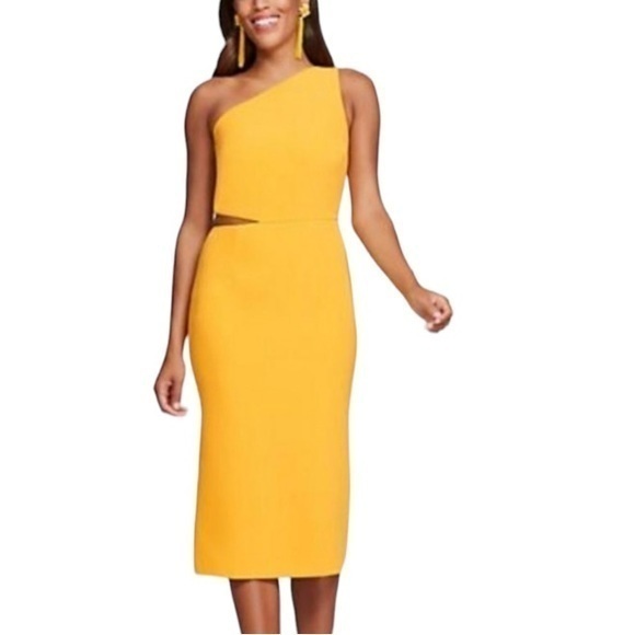 NYC Dresses & Skirts - Gabrielle Union NYC Gold Yellow Sheath Midi Dress Size 4
